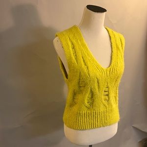 Zara yellow loose weave distressed style warm vest from this season. Size M